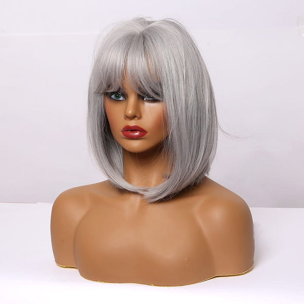 Stylonic Fashion Boutique Synthetic Wig Silver Bob Wigs | Silver Bob Wig  - Stylonic Fashion Boutique