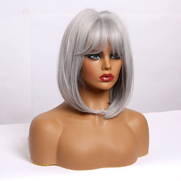 Stylonic Fashion Boutique Synthetic Wig Silver Bob Wigs | Silver Bob Wig  - Stylonic Fashion Boutique