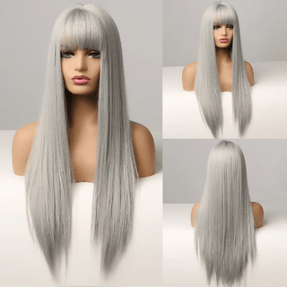 Stylonic Fashion Boutique Synthetic Wig Silver Wig with Bangs Silver Wig with Bangs - Stylonic Fashion Boutique