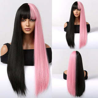 Stylonic Fashion Boutique Synthetic Wig Straight Black and Pink Wig Straight Black and Pink Wig - Stylonic Wigs