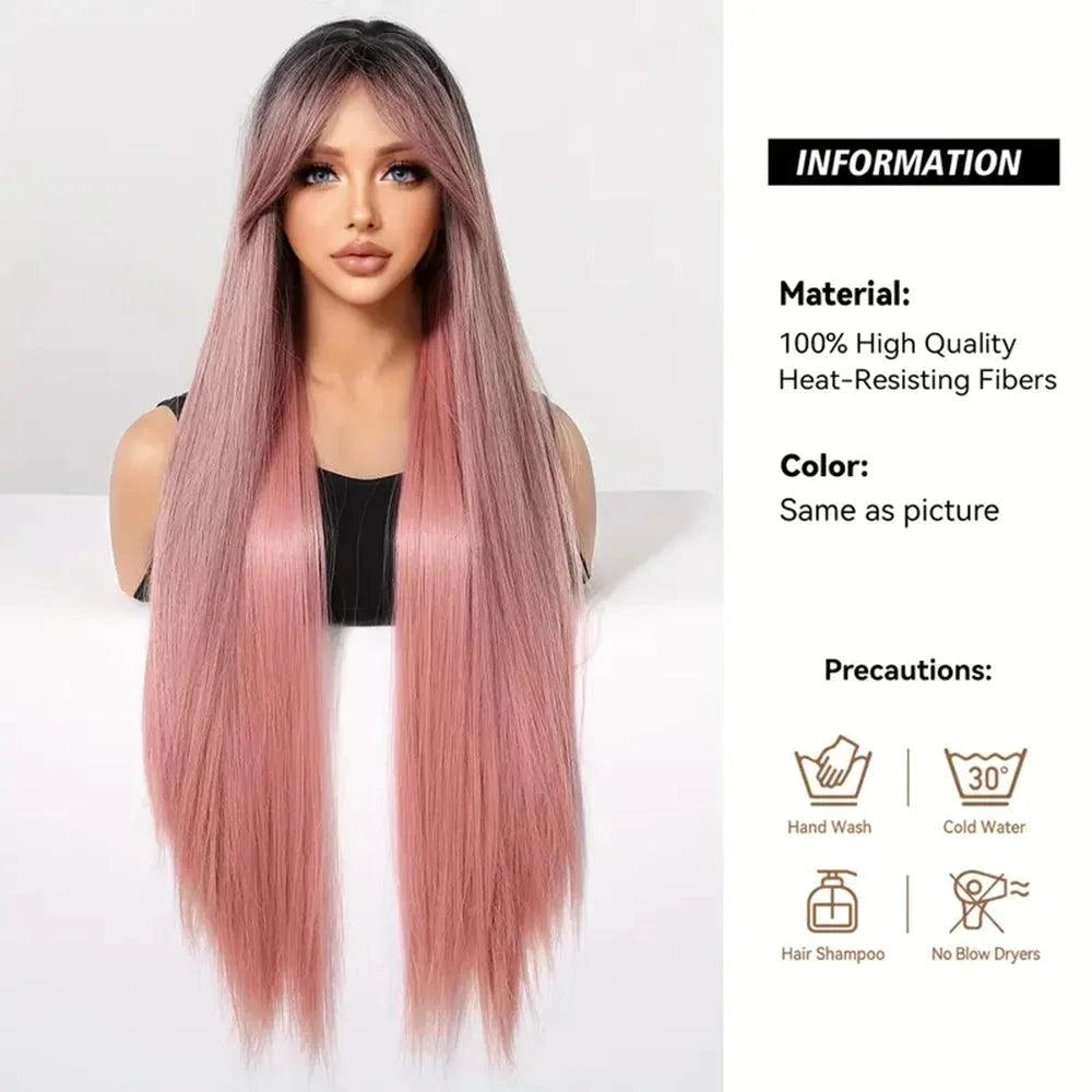 Curtain Bangs Pink Wig