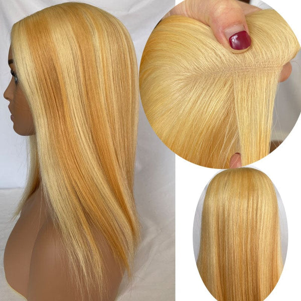 Stylonic Fashion Boutique Hair Topper Straight Silk Base Human Hair Topper Mixed Blonde Straight Silk Base Human Hair Topper Mixed Blonde - Stylonic Wigs