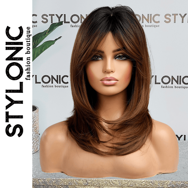 Stylonic Fashion Boutique Synthetic Ombre Black to Brown Wig
