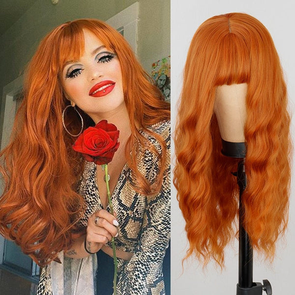 Stylonic Fashion Boutique Synthetic Wig Synthetic Wig Beautiful Long Wave Orange Wig Wigs | Long Wave Orange Wig | Stylonic
