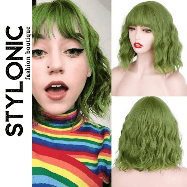 Stylonic Fashion Boutique Synthetic Wig Synthetic Wig Green Cosplay Wig Synthetic Wig Green Cosplay Wig - Stylonic Premium Wigs