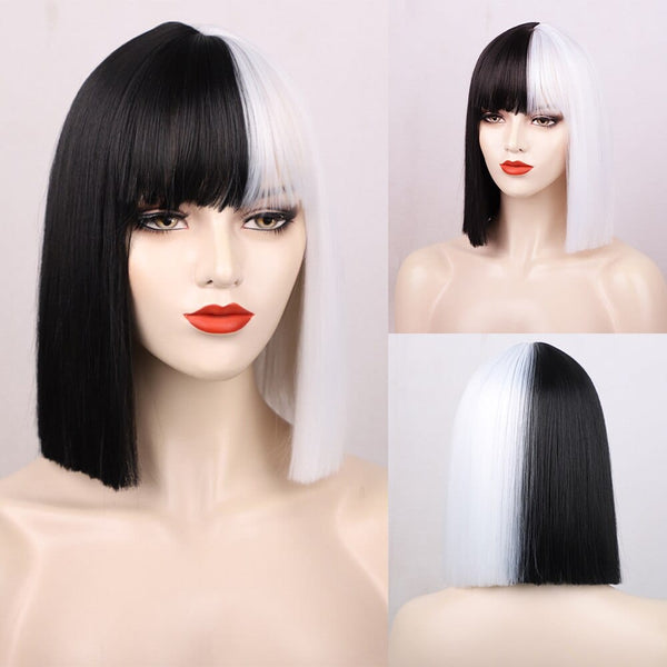 Stylonic Fashion Boutique Synthetic Wig White and Black Bob Wig Wigs - White and Black Bob Wig - Stylonic Fashion Boutique