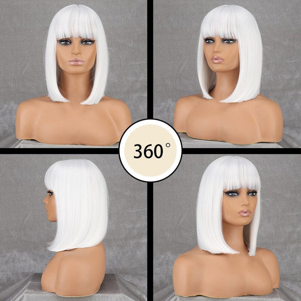 Stylonic Fashion Boutique Synthetic Wig White Bob Wig White Bob Wig - Stylonic Fashion Boutique