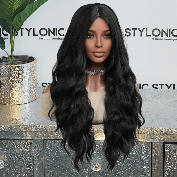 Stylonic Fashion Boutique Wig Black Long Wavy Synthetic Wig Wig Black Long Wavy Synthetic Wig - Stylonic Wigs