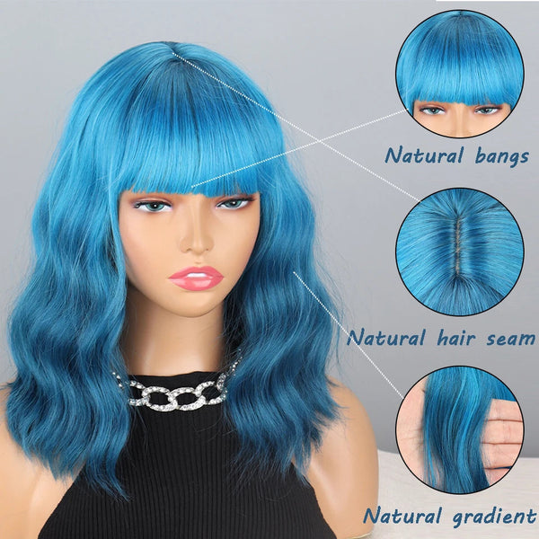 Stylonic Fashion Boutique Synthetic Wig T1B/613 Wigs Blue Wigs Blue - Stylonic Premium Wigs